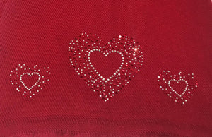 silver hearts motif merino wool scarf