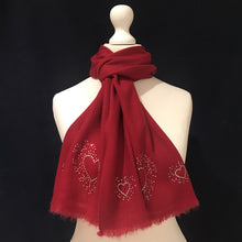 Load image into Gallery viewer, silver hearts merino wool scarf
