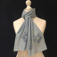 Load image into Gallery viewer, scattered crystal stars merino wool scarf