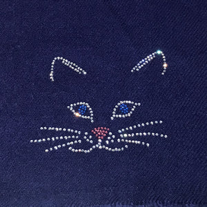 cutie cat embellishment on merino wool shawl