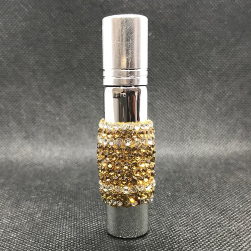 glass roll-on perfume bottle in rhinestones