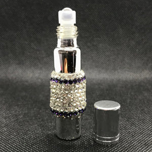 glass roll-on perfume bottle in rhinestones