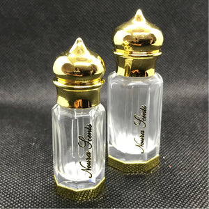 Octagonal shaped clear glass perfume bottle