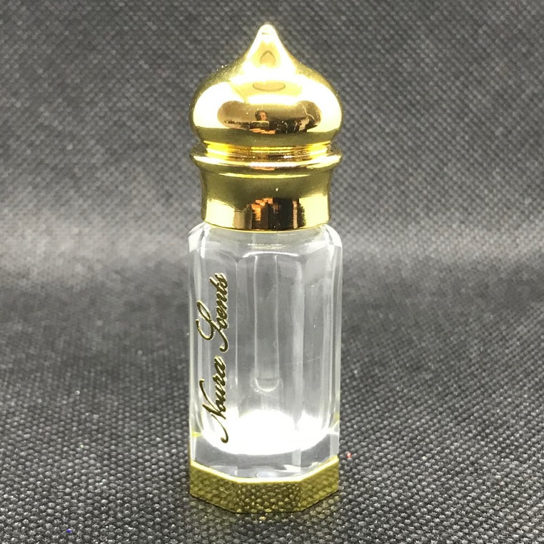 Octagonal shaped clear glass perfume bottle